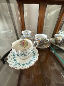 Vintage English Bone China Teacup & Saucer Lot Floral Paisley