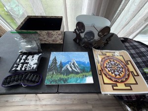 Mixed Lot of Home Decor Items, Essential Oils, and Commissioned Wrought Iron One-of-a-kind Piece Handmade in MN