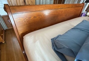 Vintage Oak Sleigh Bed Frame King Size Headboard Footboard