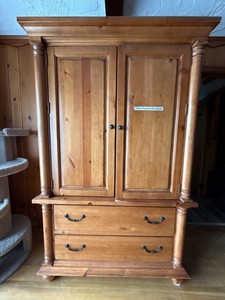 Traditional Honey Pine Armoire Wardrobe Cabinet 2 Door 2 Drawer