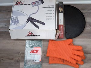 Assorted Grill Accessories BBQ Dragon Fan Gloves Grill Mat Griddle