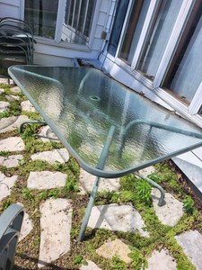 Glass Top Patio Table With Metal Frame