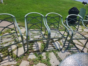 Outdoor Patio Set With Glass Table, Cushions & 4 Chairs