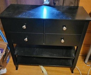 Black Wood Storage Cabinet With 4 Drawers & Shelves