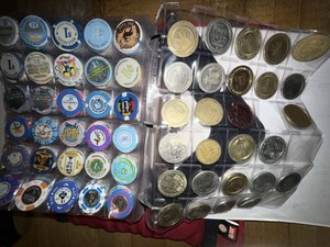 Vintage Casino Chip & Gaming Token Collection in Binder Album