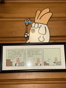 Dilbert Framed Comic Strip Print with Dogbert Cutout Display Set