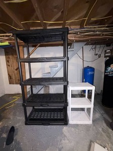 Lot of Plastic Utility Shelving Units Black & White Garage Storage
