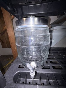 Glass Beverage Dispenser With Metal Lid & Spigot Textured Barrel