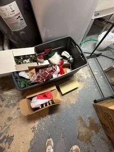 Box Lot of Assorted Christmas Decorations & Nativity Scene Decor