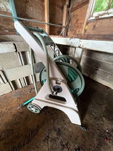 Ames ReelEasy Garden Hose Reel Cart With Hose Rolling Storage