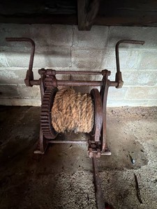 Antique Cast Iron Barn Hay Lift Winch Hand Crank Rope Hoist