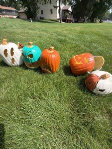 Set of 5 Halloween Foam Pumpkin Yard Decorations Jack O Lantern See Photos