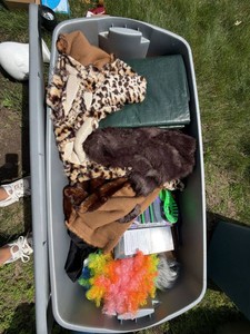 Lot of Assorted Halloween Costumes Decor Faux Fur Garments & Props