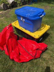 Assorted Storage Tote Bin Set with Sterilite Latch Tote & Tree Bag