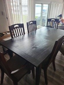 10-Piece Dark Wood Dining Table Set w 8 Chairs & Leaf 70x46x30