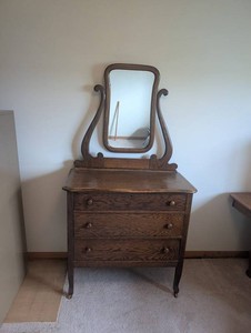Antique Oak Dresser With Mirror