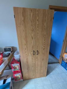 Tall Oak Storage Cabinet