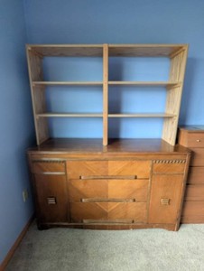 Walnut Dresser With Hutch Bookcase