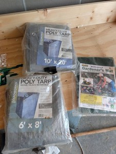 Yardworks Poly Tarps & Gardeners Mat Mixed Lot