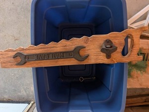 Man Cave Wood Wall Decor Bottle Opener