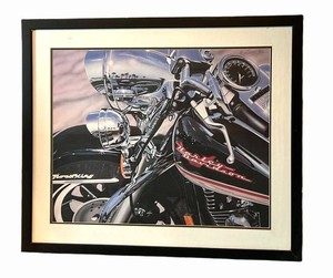 LLK - Motorcycle Art Print - Harley-Davidson Framed