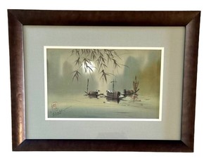 LR - Vintage Brush Painting - Nguyen Thai Framed