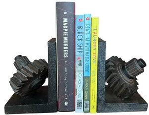 K - Decorative Gear Bookends with Books
