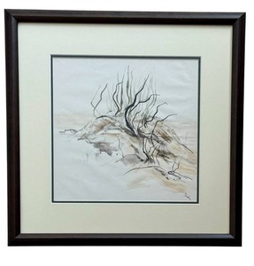 DN - Framed Abstract Landscape Watercolor Painting by Barb Lorei
