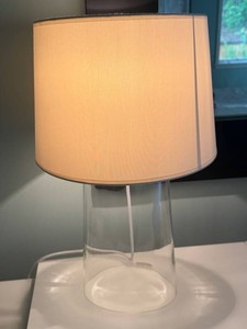 MBR - Modern Glass Table Lamp with White Drum Shade