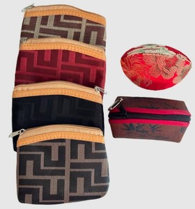 BR1 - Cosmetic Pouch Set 4-Piece Geometric & Floral Fabric Zipper Bags