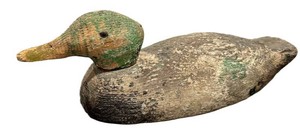LLFR - Wooden Duck Decoy - Vintage Hand-Carved Folk Art
