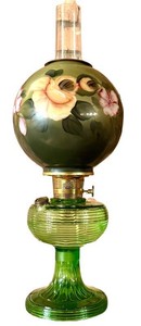 LLFR - Vintage Gone With the Wind Parlor Lamp Uranium Glass Base