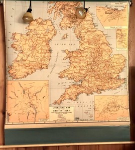 LLFR - Vintage Wall Map - Literature Map of the British Isles A.J. Nystrom GL 12