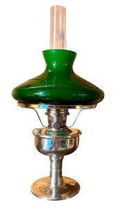 LLFR - Vintage Aladdin Model 23 Kerosene Lamp with Green Cased Glass Shade