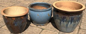 BYD - Ceramic Planters 3-Piece Set Assorted Glazed (Lot of 3)