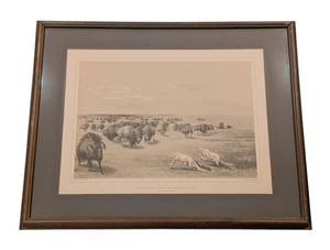 LLR - Framed Buffalo Hunt Print - Buffalo Hunt, Under the White Wolf Skin