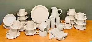LR - Vintage Stonehenge Midwinter White Dinnerware Set (Lot of 41)