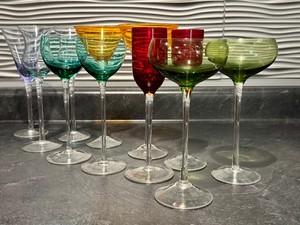 LLK - Colored Glass Stemware Assortment (Lot of 11)