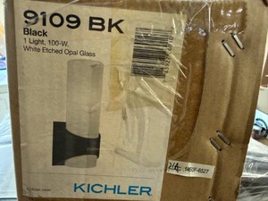 Black Kichler Wall Light-White Opal Etch Glass