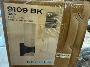 Black Kichler Wall Light-White Opal Etch Glass