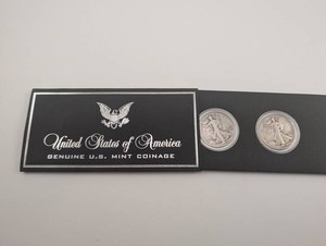 Vintage Walking Liberty Half Dollar Set 1942-1943 U.S. Mint Holder