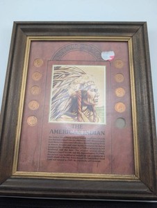Vintage Indian Head Penny Framed Display