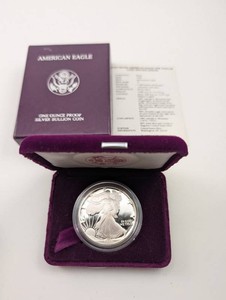 1990 American Silver Eagle Proof Coin One Ounce Boxed
