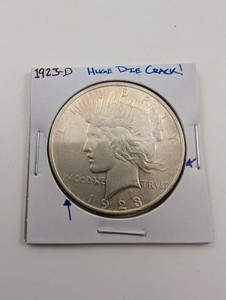 1923-D Peace Silver Dollar Huge Die Crack