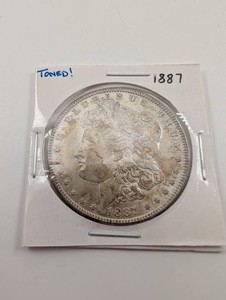 Antique 1887 Morgan Silver Dollar Toned