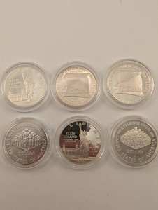 Commemorative 90% Silver One Dollar Coins Statue of Liberty & Constitution (Lot of 6)
