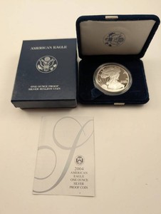 2004 American Silver Eagle Proof Coin With Box & Booklet