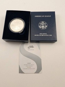 2008 American Silver Eagle One Ounce Coin With Box & COA