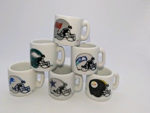 1990s ceramic mini coffee mugs, NFL