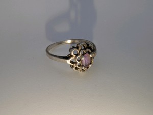 Vintage sterling silver flower amethyst ring size 6.5